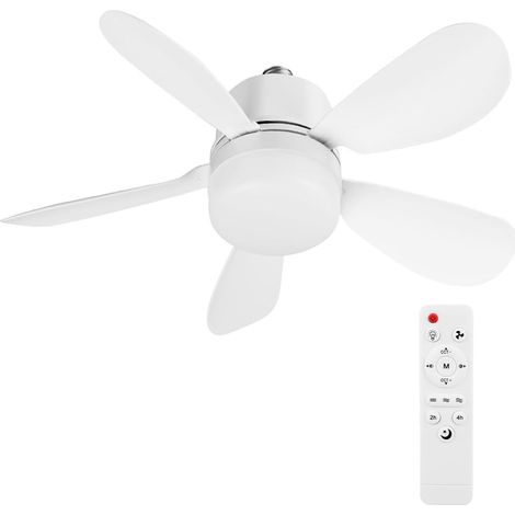 Deckenventilator Mit Fernbedienung Und Beleuchtung – Dimmbare Led-fassung (e27/e26) – 5 Leise Flügel – 3 Geschwindigkeitsstufen – 42 Cm, Weiß, Für Wohnzimmer, Büro, Schlafzimmer – Enlenk