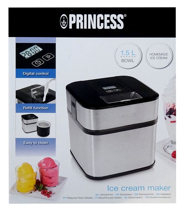 Princess - Eismaschine mit Timer & lcd Display für 1,5Liter leckeres Speiseeis