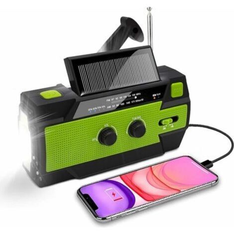 Solarbetriebenes Baustellenradio, Tragbares Kurbelradio Mit Am/fm-radio, Eingebautem 4000-mah-akku, 4-stufiger Led-taschenlampe, Led-leseleuchte Mit Bewegungssensor, Für Den Außenbereich