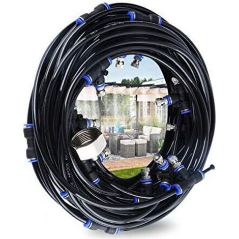 10-m-außennebelsystem Mit 9 Düsen Aus Messing Und Edelstahl – Nebelkühlungssystem – Schnelle 10-minuten-installation – Enlenk