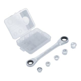 Bgs Technic - Ratschen-Ringschlüssel mit Adaptersatz sw 8 - 19 mm 6-tlg.