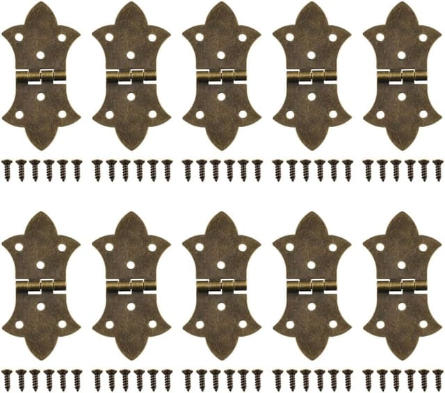Set Mit 10 Dekorativen Klappscharnieren Inklusive Schrauben, Antikbronze, 6-loch-klappscharniere Für Holzkisten, Schränke Und Schmuckkästchen