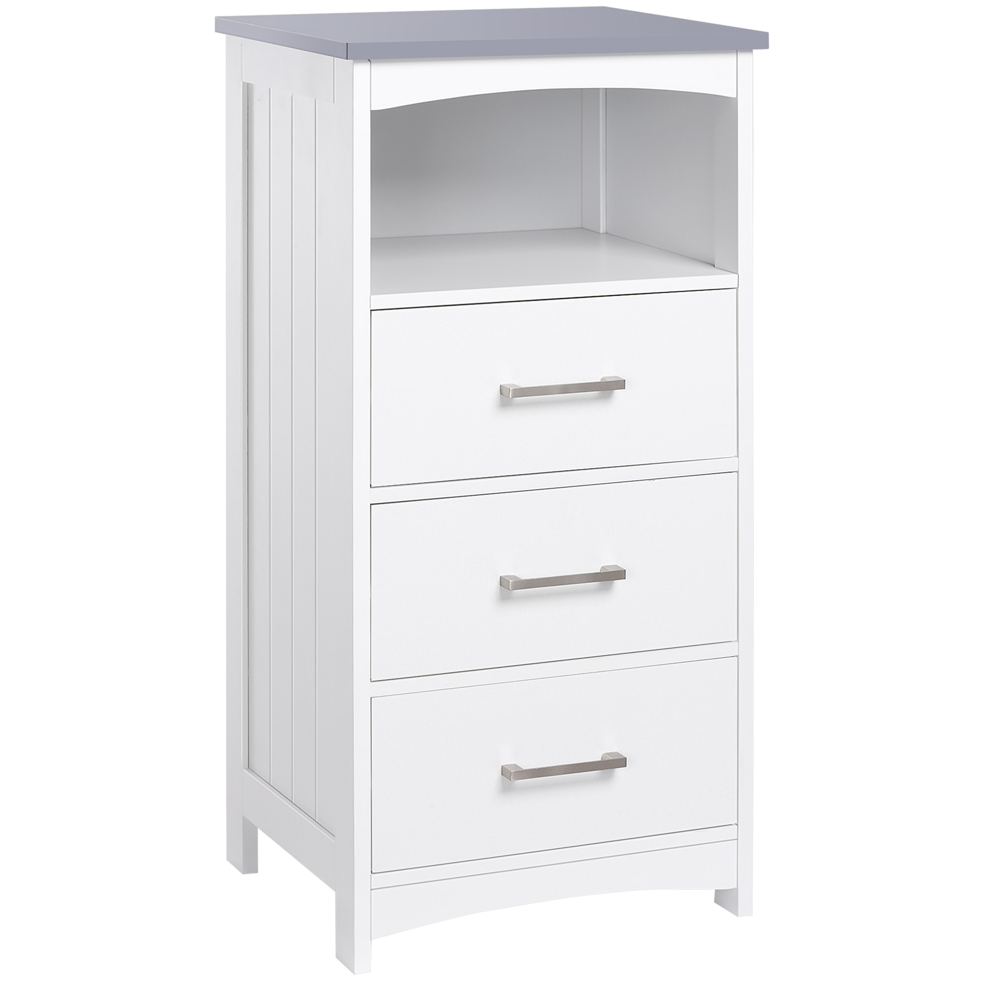 Freistehender Badezimmerschrank Mit Stauraum, 3 Schubladen Und 1 Ablage, 40 X 33 X 80 Cm, Weiß