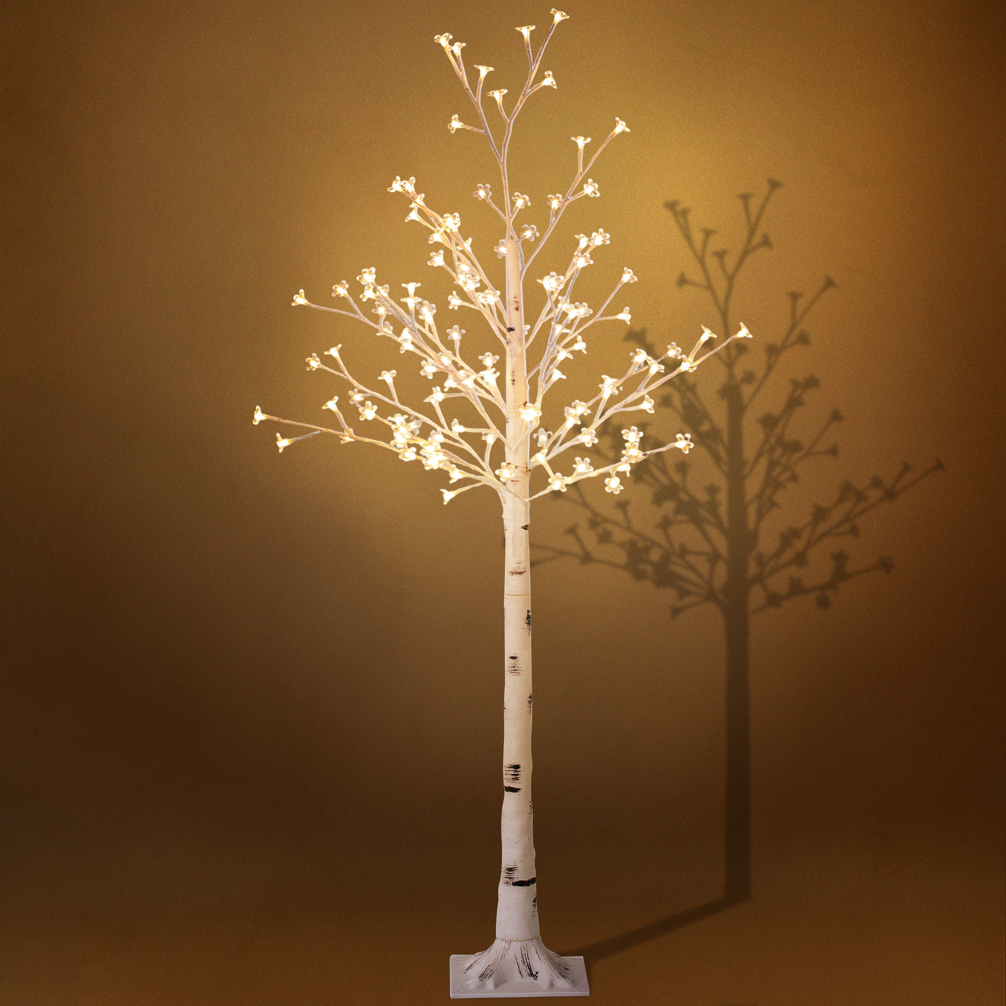 Kunstbaum, Kunst Kirschblütenbaum, Mit 120 Leds, 3 Helligkeitsstufen, Warmweiß, Realistische Rinde, 21 X 21 X 150 Cm