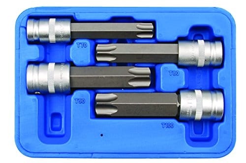 Bgs Technic - Bit-Einsatz-Satz Antrieb Innenvierkant 12,5 mm (1/2') T-Profil (für Torx) mit Bohrung 4-tlg.