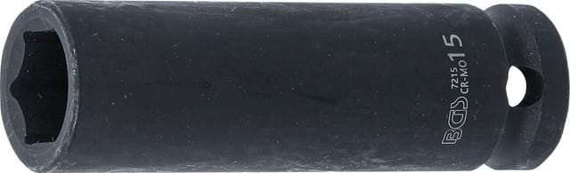 Kraft-Steckschlüssel-Einsatz Sechskant, tief Antrieb Innenvierkant 12,5 mm (1/2') sw 15 mm