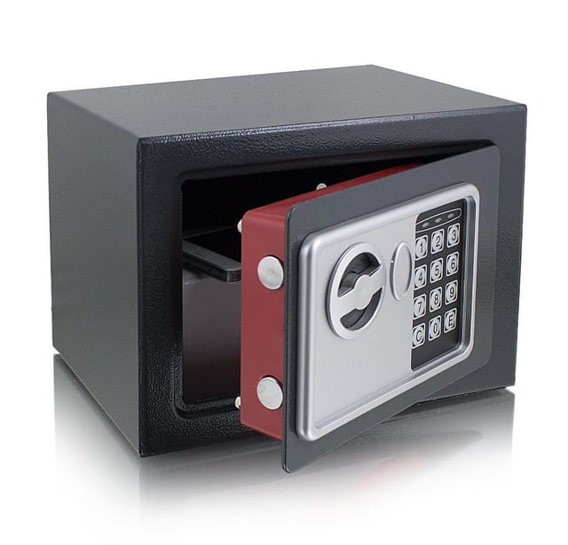 Bituxx - Mini Tresor Zahlenschloss elektronisch Minisafe Wandtresor Wandsafe Grau Tresor Maße(B/H/T): 230mm x 170mm x 170mm Türstärke: 3 mm