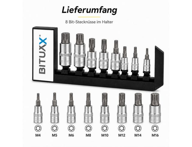 Bituxx - Nusssatz 8tlg xzn Vielzahn Innen Sechskant Bit Steck Nüsse Schlüssel Werkzeug Set