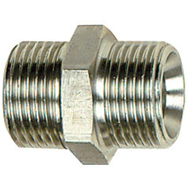 Doppelgewindenippel, g 3/8 a., g 3/8 a., sw 19, Edelstahl 1.4571 - Riegler
