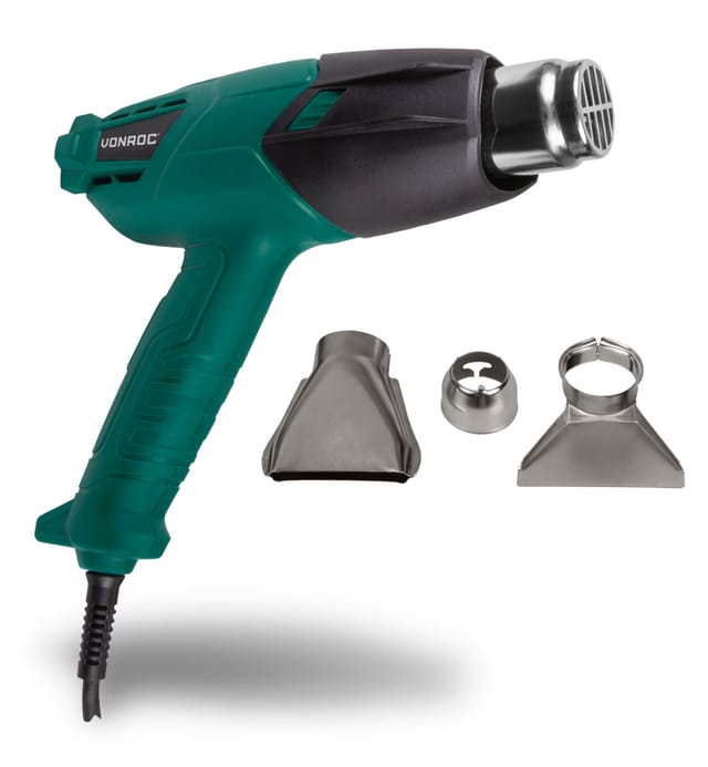 Vonroc - Heißluftpistole 2000W - 3 Temperaturstufen Incl. Zubehör und Aufbewahrungstasche
