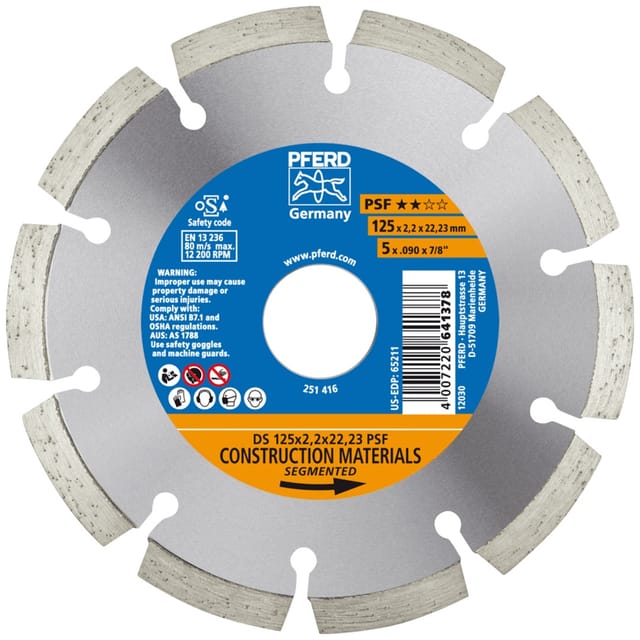 Pferd - Diamant-Trennscheibe ds 125x2,2x22,23 mm psf für schnelles Trennen von Stein und Beton