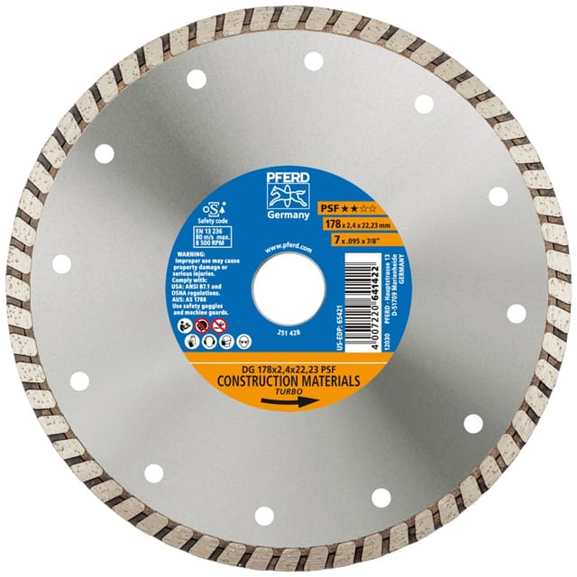 Pferd - Diamant-Trennscheibe dg 178x2,4x22,23 mm psf z. Trennen v. Stein/Beton,hohe Schnittqualität