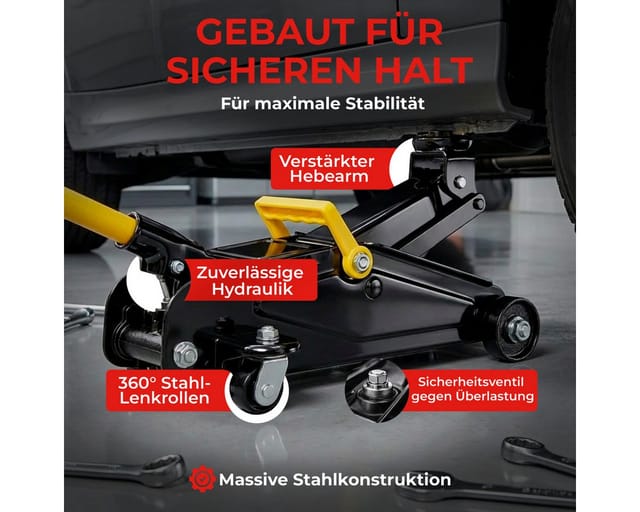 No Brand - Deuba Hydraulischer Wagenheber 2 Tonnen inkl. Koffer Tragegriff Roll- und Lenkbar inkl. Gummiauflage Rangierwagenheber