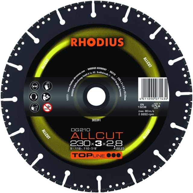 Rhodius - DG210 allcut, 1 Stück, 230 x 3,0 x 2,8 mm, Diamanttrennscheibe