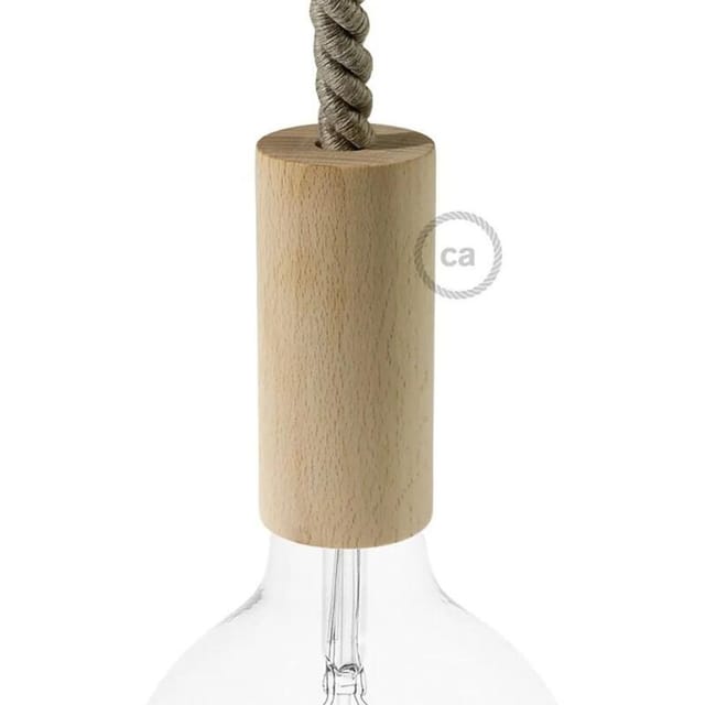 E27 Fassung Set creative cables Holz golden 20x15x25 cm