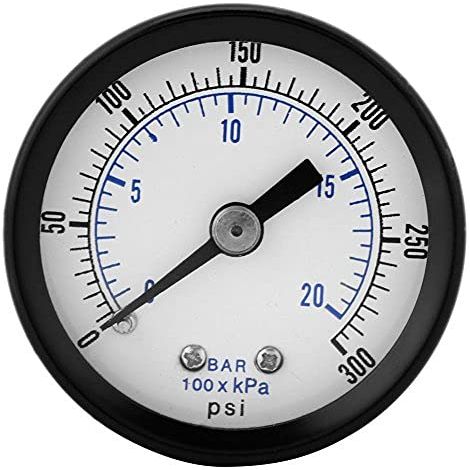 40-mm-manometer – 0–20 Bar / 0–300 Psi – Doppelskala – Pneumatik/hydraulik – Wasser/gas/öl – 1/8" Bspt – Messing