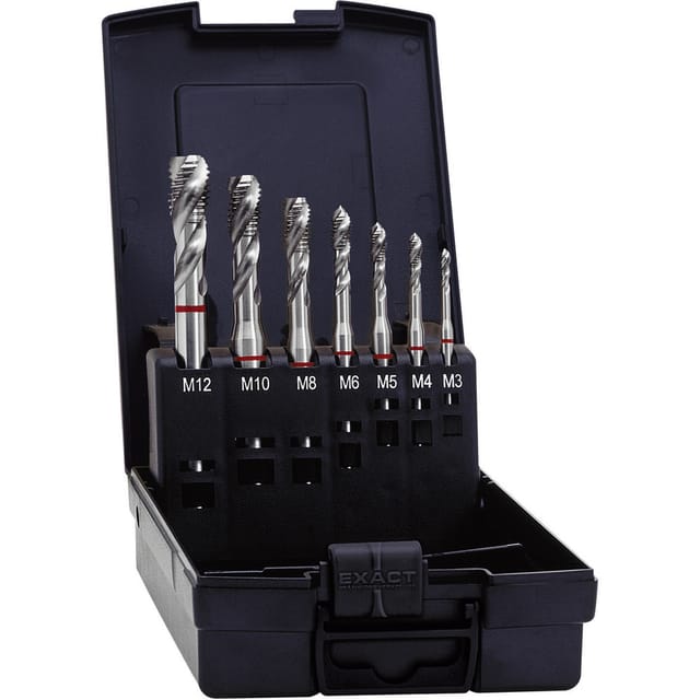 Exact 43694 Maschinengewindebohrer-Set 7teilig metrisch Rechtsschneidend DIN 371 HSS-E Form C 1 S