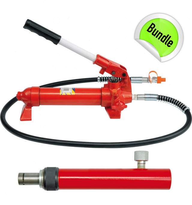 Tooltraders - Handpumpe Hydraulik Richtsatz Druck Zylinder Presse Hydraulikzylinder 4 Tonnen
