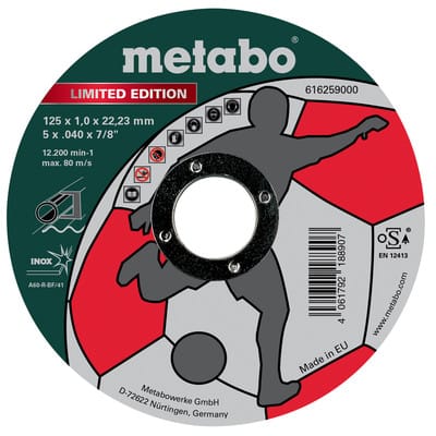 Metabo - Limited Edition Soccer 125 x 1,0 x 22,23 mm, Inox, Trennscheibe, gerade Ausführu