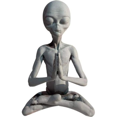 Meditierende Alien-statue – Kunstharz – Regen- Und Sonnenbeständig – Einzigartige Form – Retro-farbe – Garten