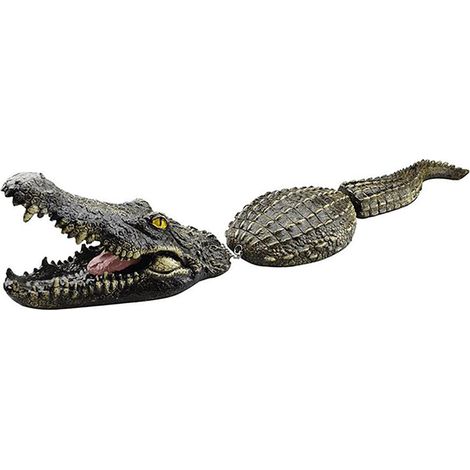 Krokodilstatue, Lebensechte Formen Für Außenpools, Schwimmender Künstlicher Alligatorkopf, Schwimmt Auf Der Wasseroberfläche, Künstliches Ornament, Dekoration Aus Harz Und Pu-material (krokodil Befest