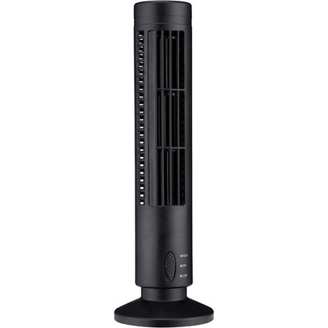Mini-turmventilator Ohne Rotorblätter – Usb – 2 Geschwindigkeitsstufen – Standfuß – Schlafzimmer/wohnzimmer/büro – Schwarz