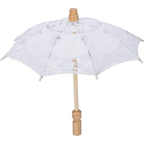 Handgefertigter, Bestickter Sonnenschirm Aus Seide Mit Spitze Und Blumenmuster – Ideal Für Hochzeiten Und Brautfotografie – Klein, Weiß