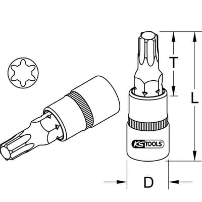 1/4' Bit-Stecknuss für RIBE®-Schrauben, M10, Länge 37 mm