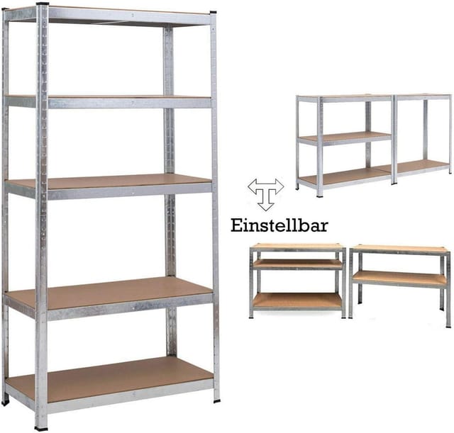 180x90x40cm Lagerregal Kellerregal Werkstattregal Schwerlastregal Einstellbar Regal Bis 875 Kg, Metall-regal Regalsystem Für Garage, Werkstatt, Speisekammer - Verzinkt