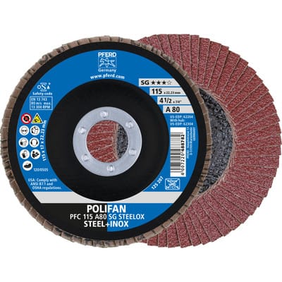 Fächerschleifscheibe A 80SG gewölbt 115mm K80 Pferd