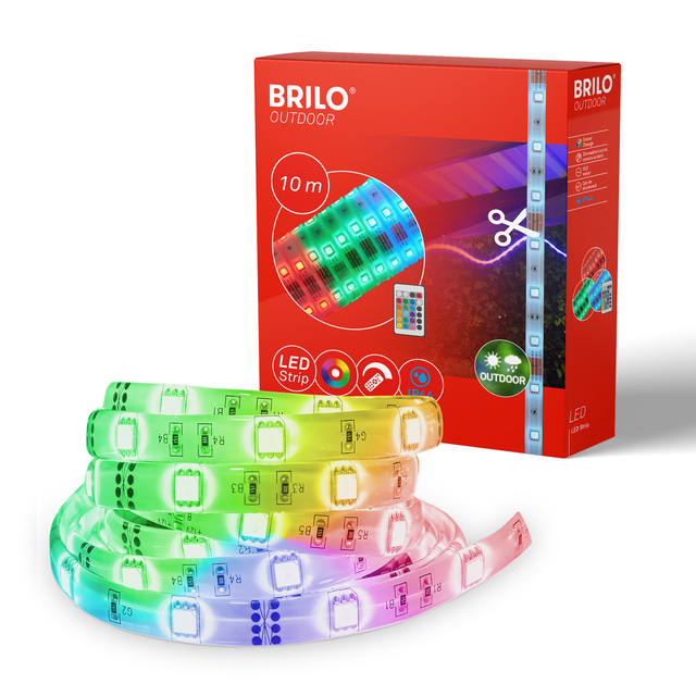Briloner - led Band led Stripe Außen Dimmbar 1 Meter rgb IP44 30W weiß Kunststoff