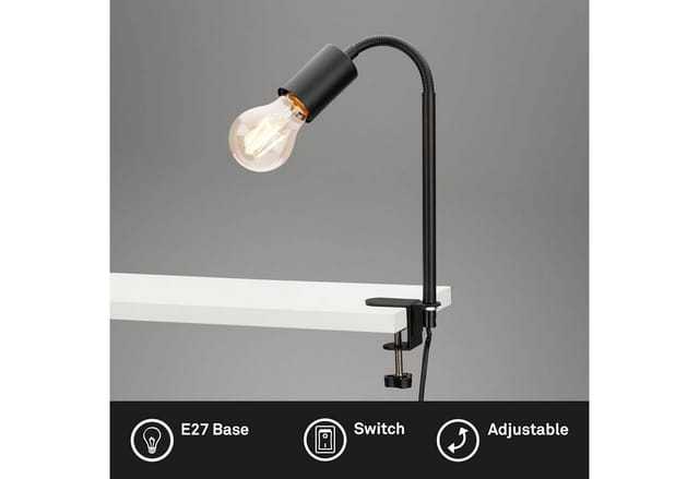 Klemmleuchte Krampo schwarz E27, max. 10W Klemmleuchte - Briloner