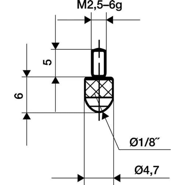 Messeinsatz ø 3 mm Länge 6 mm Kugel M2,5 Rubin passend zu Messuhren