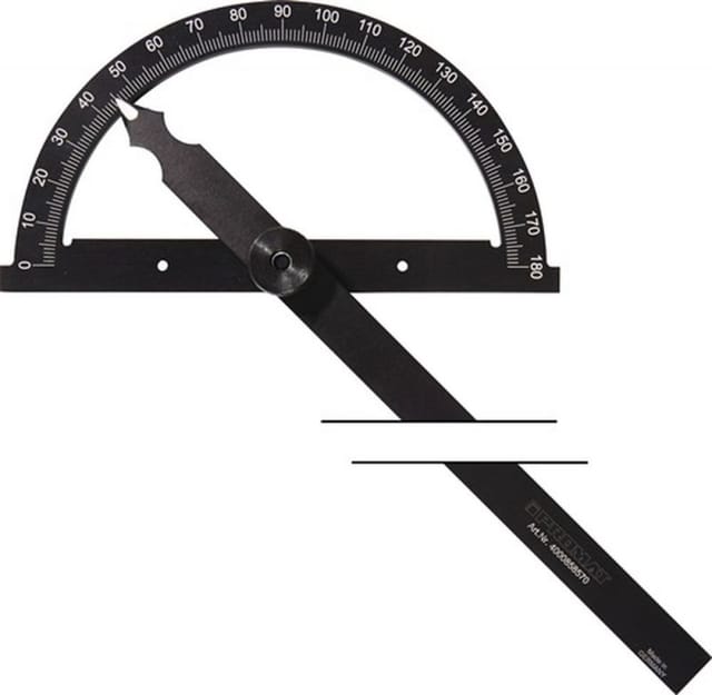 Winkelmesser Gradbogen-Ø 300mm Schenkellänge 500 mm mattverchromter Skala - Promat