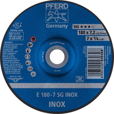 Schruppscheibe gekröpft für V2A A30NSG 178x7,2mm pferd