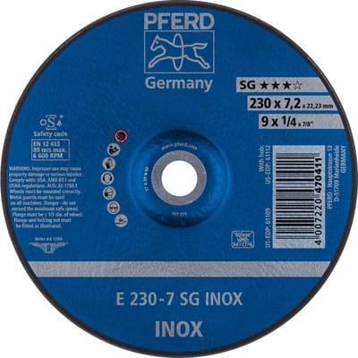 FP - Schruppscheibe gekröpft für V2A A30NSG 230x7,2mm pferd
