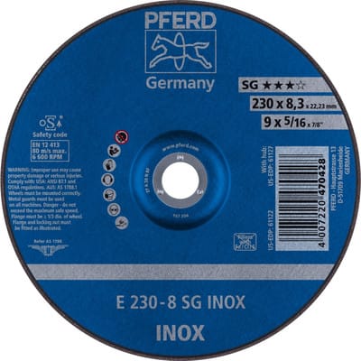 Schruppscheibe gekröpft für V2A A30NSG 230x8,3mm Pferd
