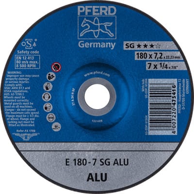 Schruppscheibe gekröpft für Aluminium A24NSG 178x7,2mm Pferd