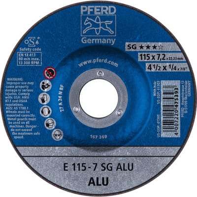Schruppscheibe gekröpft für Aluminium A24NSG 115x7,2mm Pferd