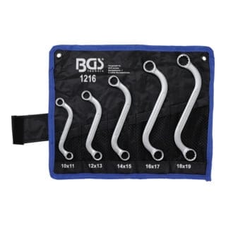 BGS - Doppel-Ringschlüssel-Satz S-Form SW 10x11 - 18x19 mm 5-tlg. - 1216