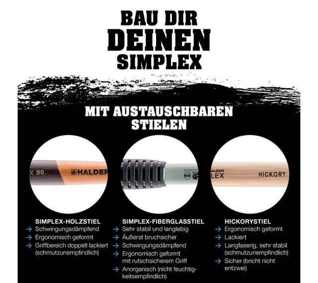 SIMPLEX-Schonhammer, TPE-soft / Gummikomposition mit Tempergussgehäuse und hochwertigem Holzstiel D=40 mm 3012.040