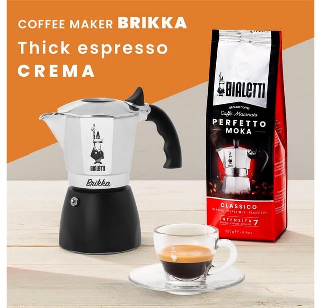 Bialetti New Brikka, Espresso-Kaffeemaschine, die Espresso-Creme liefert, 2 Tassen