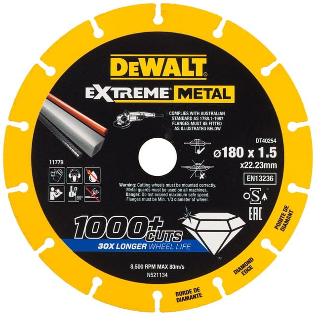 Zubehör - Diamanttrennscheibe Metall 180x22,2 mm DT40254 - Dewalt
