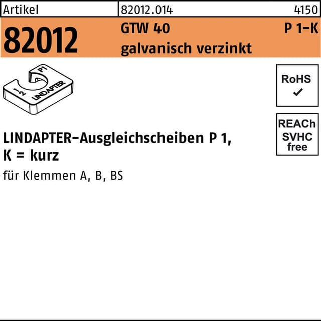 St. P1 m 8 galvanisch verzinkt, kurz s - Lindapter