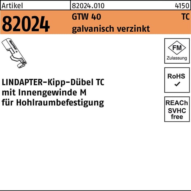 Kippdübel r 82024 gtw 40 tc tc 10 galvanisch verzinkt