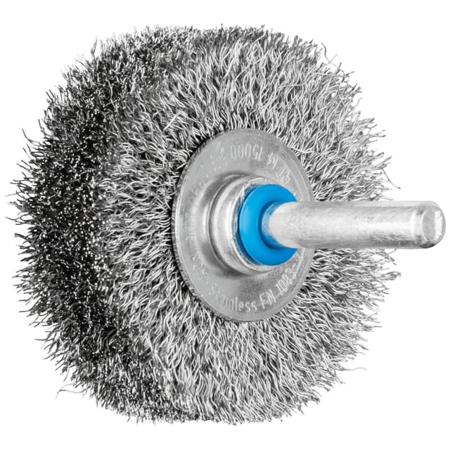 Pferd - Rundbürste ungezopft rbu Ø50x15 mm Schaft-Ø6 mm Edelstahl-Draht-Ø0,20