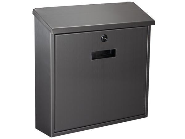 Perel - Edelstahl Briefkasten monaco Namensschild 2 Schlüssel, inox Silber 37x36cm