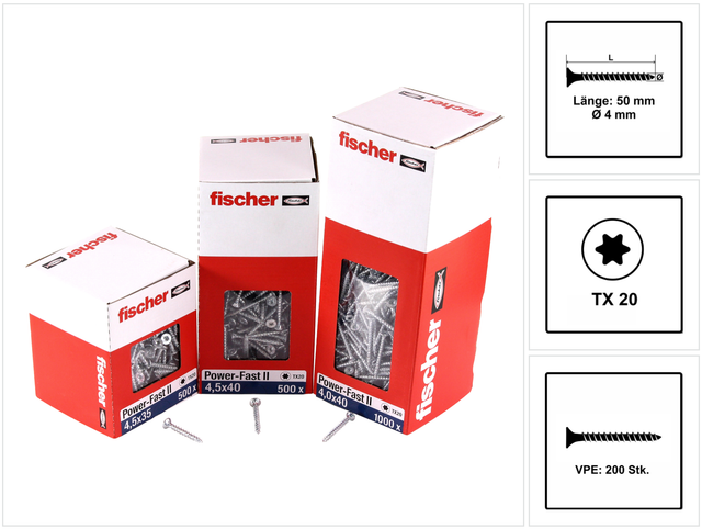 Power-Fast ii 4,0x50 sk blvz vg tx 50 200 Stk - Fischer