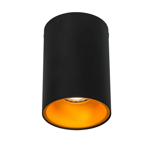 Moderner Strahler Schwarz mit Gold GU10 50mm - Deep