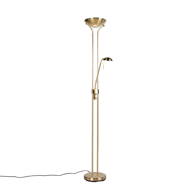 Stehleuchte gold mit Leseleuchte inkl. led und Dimmer - Diva 2